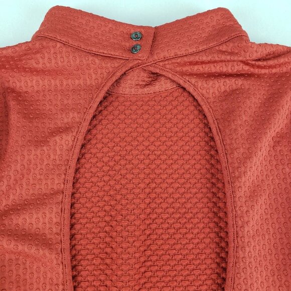 Free People Fit & Flare Dress Orange Womens Medium Long Sleeve Cutout Back - Picture 10 of 14